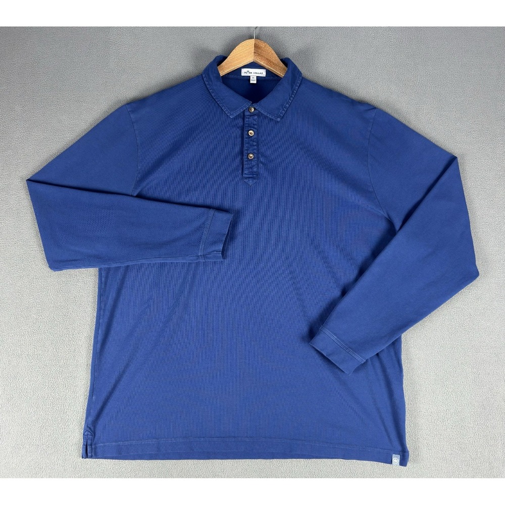 Peter Millar Polo Shirt Mens XL Blue Crown Lived In Lava Wash Quiet Luxury Golf - Picture 3 of 8